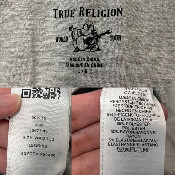 True Religion Womens Size L Gray High Raise Pull On Ankle Legging Jersey Knit - Picture 8 of 11